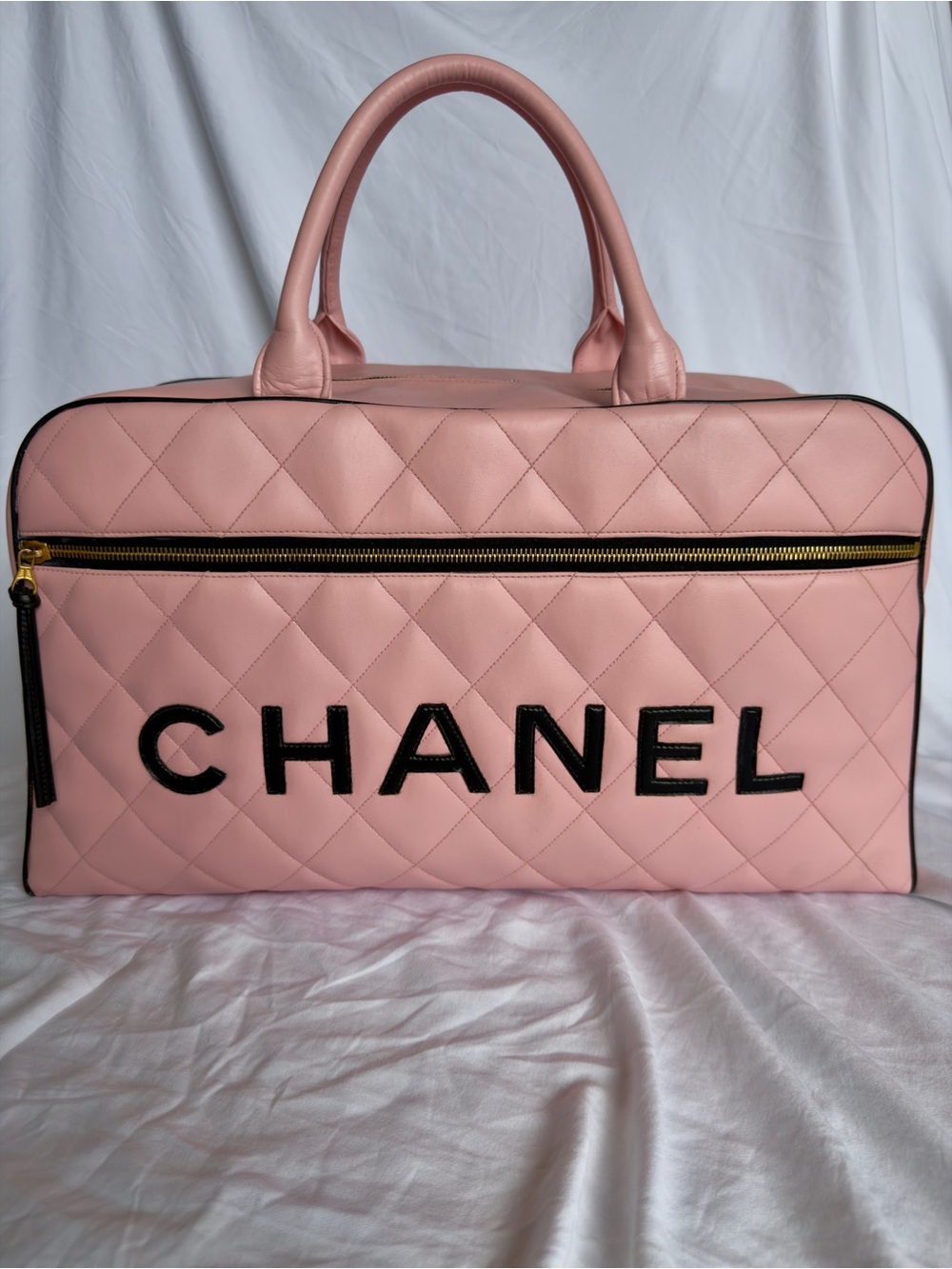 CHANEL Pink Quilted XL Boston Bowler Bag - Vintage & Restored
